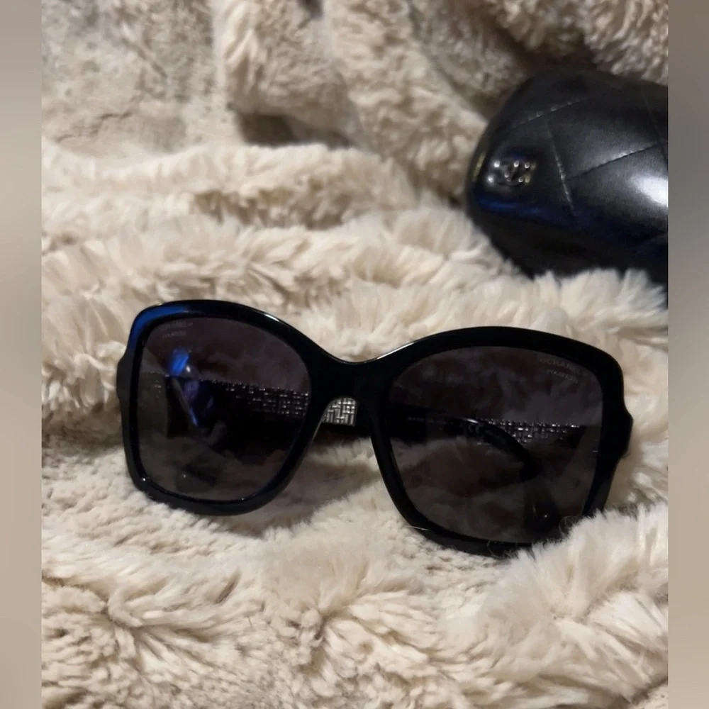 Chanel | Women’s Black Acetate Sunglasses Eye Protection - Picture 2 of 10